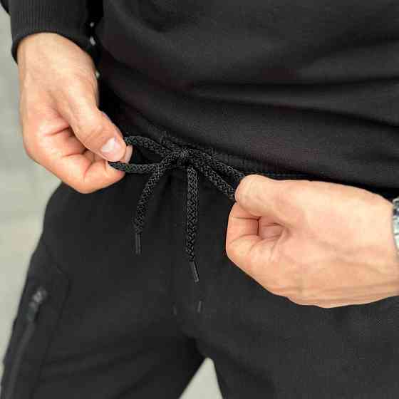 Штани карго чоловічі весняні з кишенями чорні Pobedov Papin Brodyaga Київ