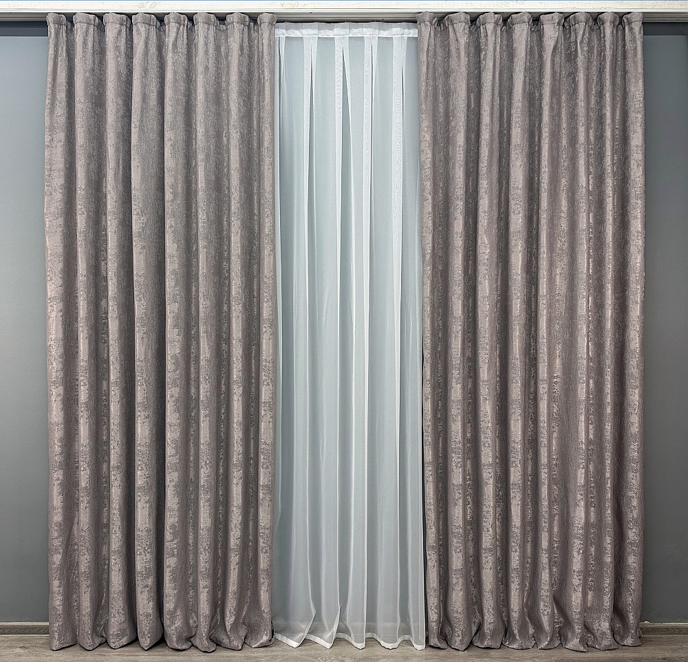 Комплект готовых штор VR-Textil Жаккард Sultan YL № 1210ш Серо-пудровый 200х270 см 2 шт (32-028) Киев - изображение 12
