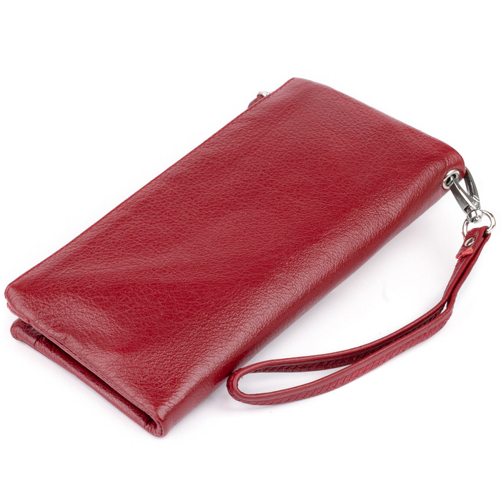 Шкіряний гаманець-клатч з кишенею для телефона бордовий (ST Leather) Київ - фото 20