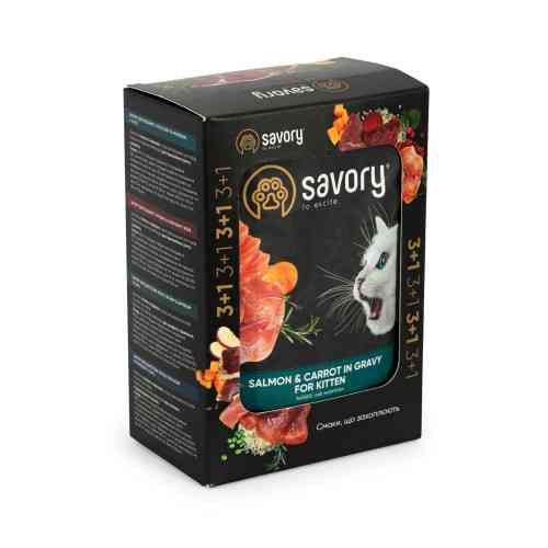 Набір паучів Savory Kitten, with Salmon and Carrot in Gravy 3+1 Київ
