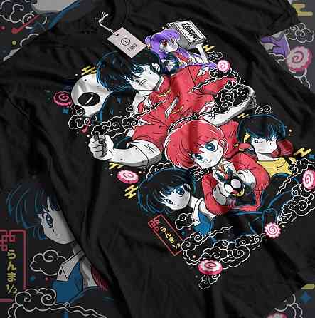Футболка з аніме принтом Схампоо Руміко Такахасхі Ранма оверсайз (S/M/L) Чорний AnimeJ1075 Дніпро