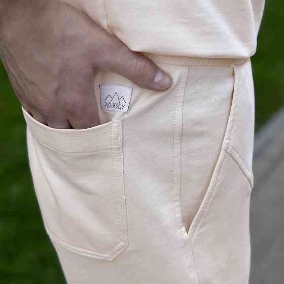 Літній комлект для чоловіків світлий бежевий шорти та футболка Pobedov Barel Київ