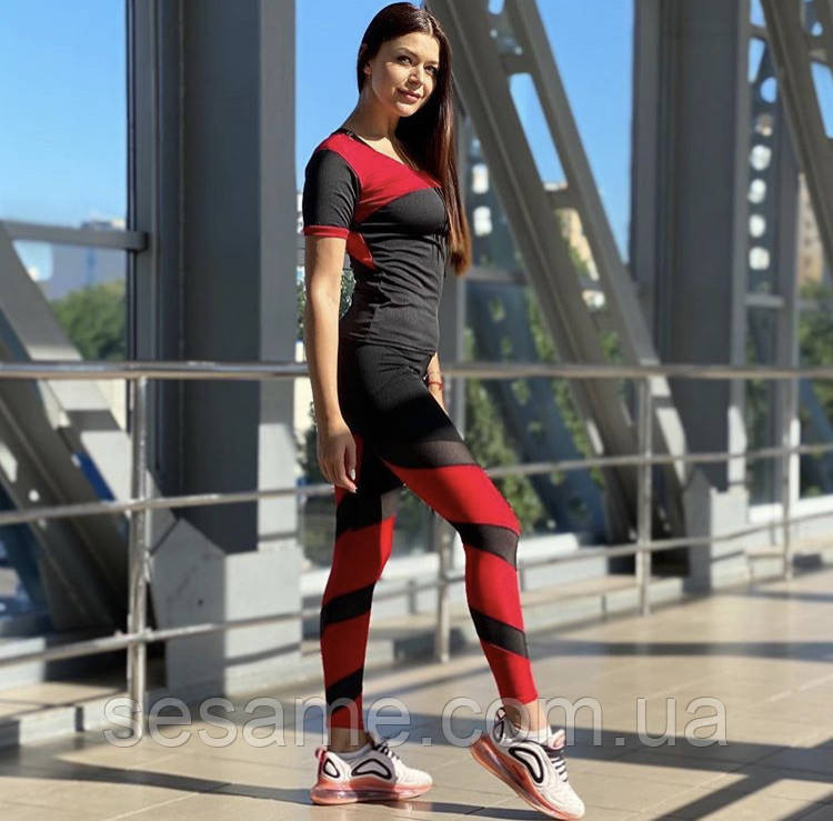 Комфортний тренувальний костюм для фітнесу лосини та топ Харків - фото 2