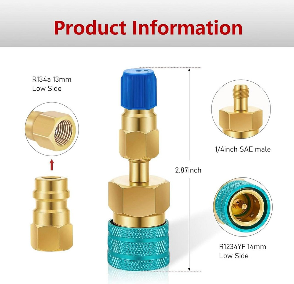 Комплект 2 муфт-адаптеров БРС с R1234yf на R134a для автокондиционеров, переходники Киев - изображение 10