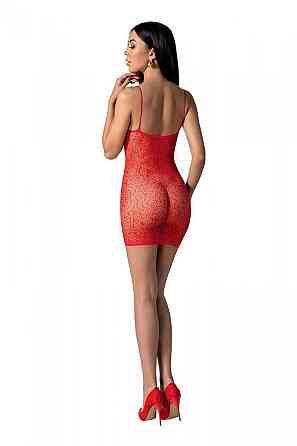Ажурна мінісукня на тонких бретелях Passion BS096 One Size, red, плетіння на грудях Sex Aura Київ