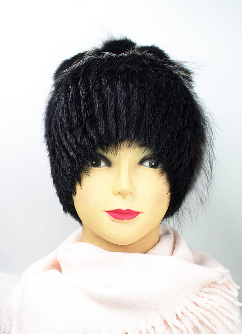 Шапка зимняя меховая женская водопад Милена Черный Харьков - изображение 3