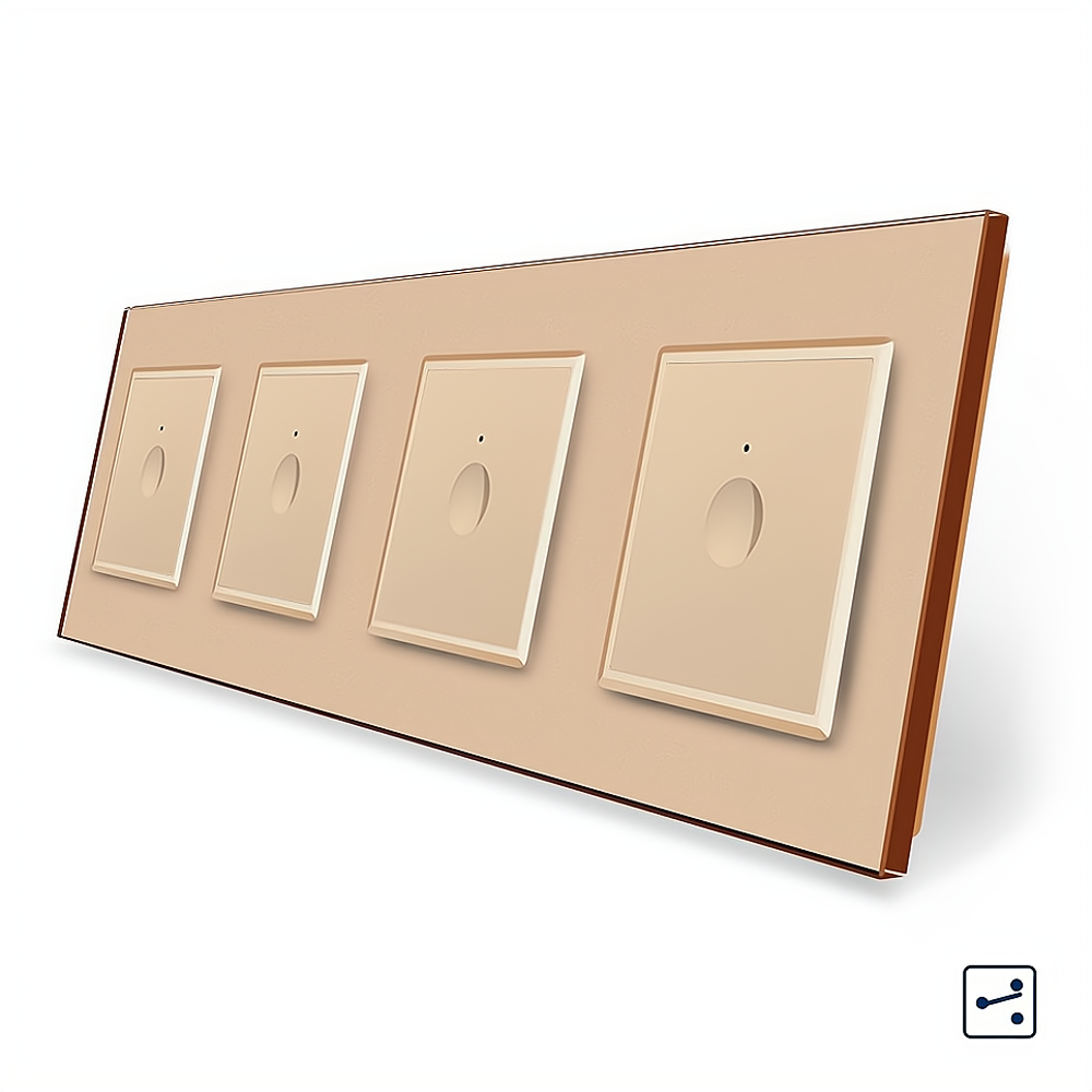 LIVOLO Сенсорний прохідний/перехресний вимикач Sense 4 сенсора (1-1-1-1) Livolo золотий скло (V Коломия - фото 1