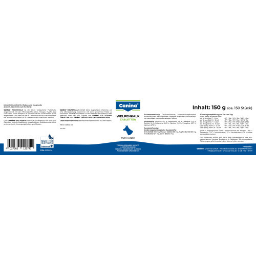 Мінеральний комплекс Canina Welpenkalk для цуценят та молодих собак 150 г 150 табл. Київ - фото 3