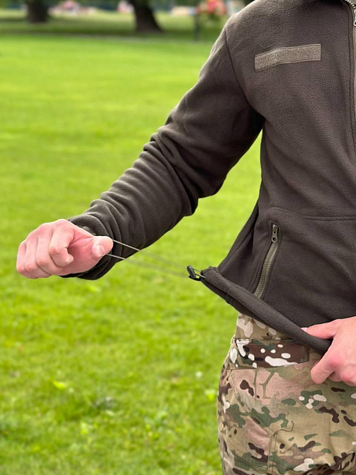 Военная тактическая оливковая флисовая кофта на змейке мужская теплая флиска тактическая демисезонная кофта SH Львов - изображение 4