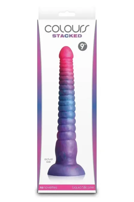 Фаллоимитатор NS Novelties Colours Stacked жидкий силикон, розово-синий, 23 см Sex Aura Киев - изображение 3