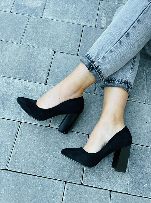 Q&Q Туфлі жіночі QQ чорні еко-замша каблук 9см 36р.-23.5см 39р.-25см (4745) Коломыя - изображение 9