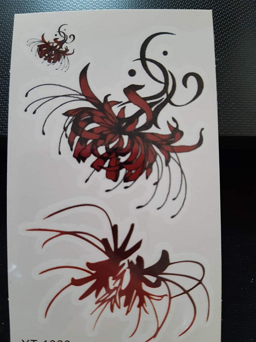 Татуювання тимчасове Квіти 95 на 60 мм червоний Київ - фото 1