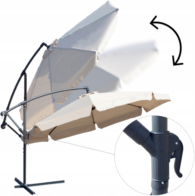 Парасолька садова 350x250см MalTec бежева з нахилом (Польща) Київ - фото 4
