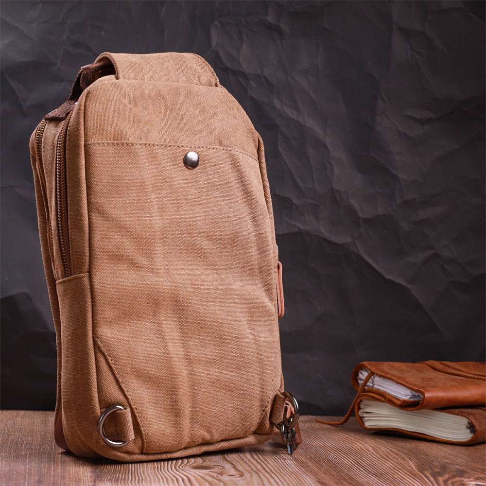 Вертикальна чоловіча сумка через плече із щільного текстилю Vintage 22191 Коричневий Київ - фото 2