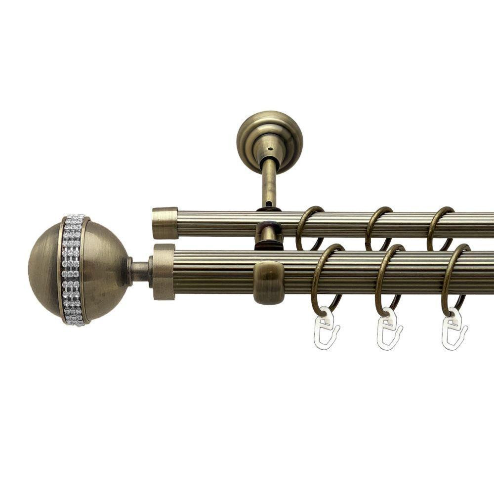 Карниз Orvit Авея металевий дворядний відкритий рифлена труба кільце металеве Антик 25\16 мм 240 см (00-00018246) Львів - фото 1