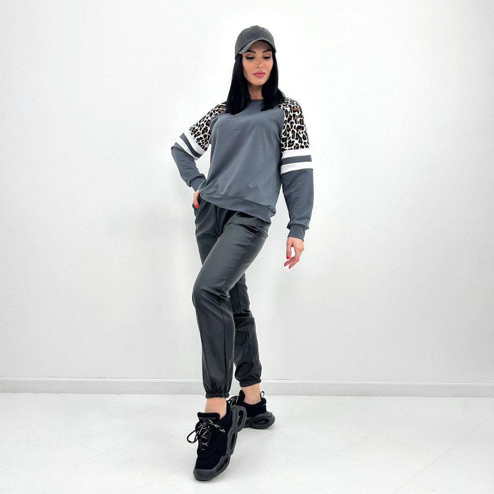 Штани-джогери з екошкіри "Bennett" оптом | Батал | Розпродаж моделі Київ - фото 3