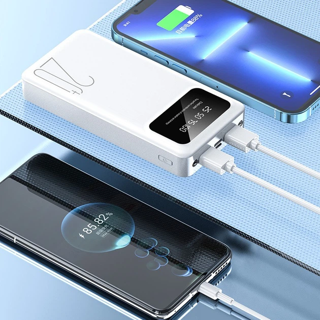Універсальна зарядна батарея Power Bank 20000 mAh PB-LED20 Білий Київ - фото 4