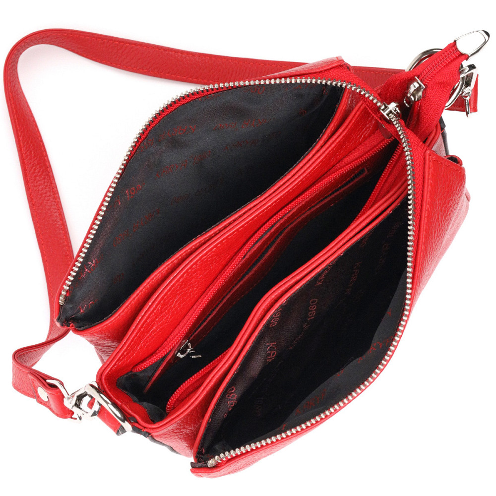 Яскрава сумка жіноча на плече KARYA 20845 шкіряна Червоний Київ - фото 6