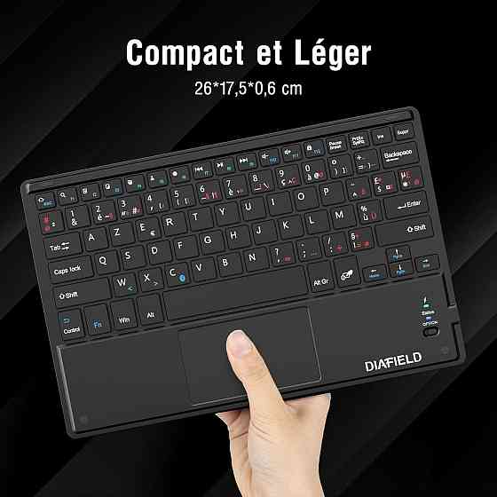 Клавіатура 1 BY ONE DIAFIELD AZERTY чорна з тачпадом ультратонка Bluetooth BT5.0 безшумна 280mAh 40 год сумісна з Android iPad Київ