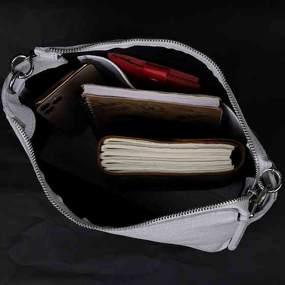 Містка жіноча сумка з натуральної шкіри GRANDE PELLE 11654 Біла Київ