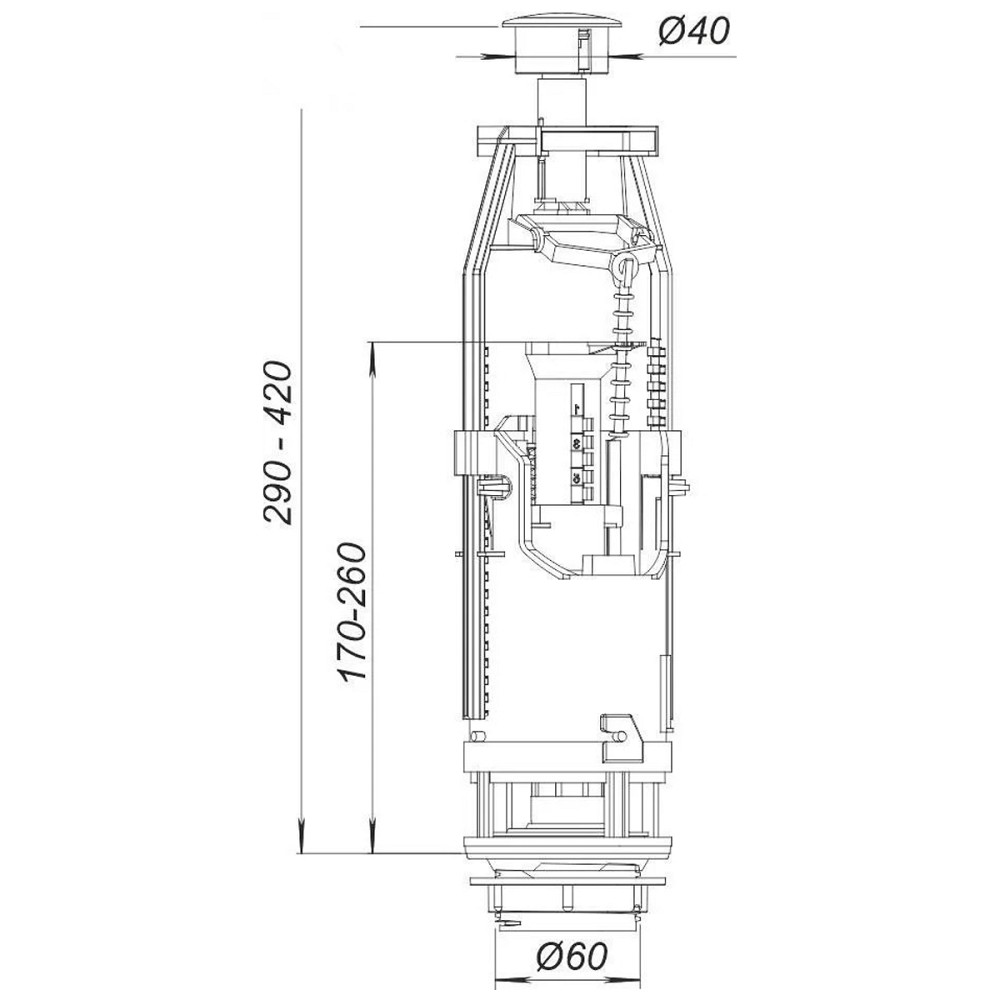 Комплект арматури для змивного бачка з нижнью подачею води 1/2″, з одним режимом зливу АБк-12 Тернопіль - фото 6