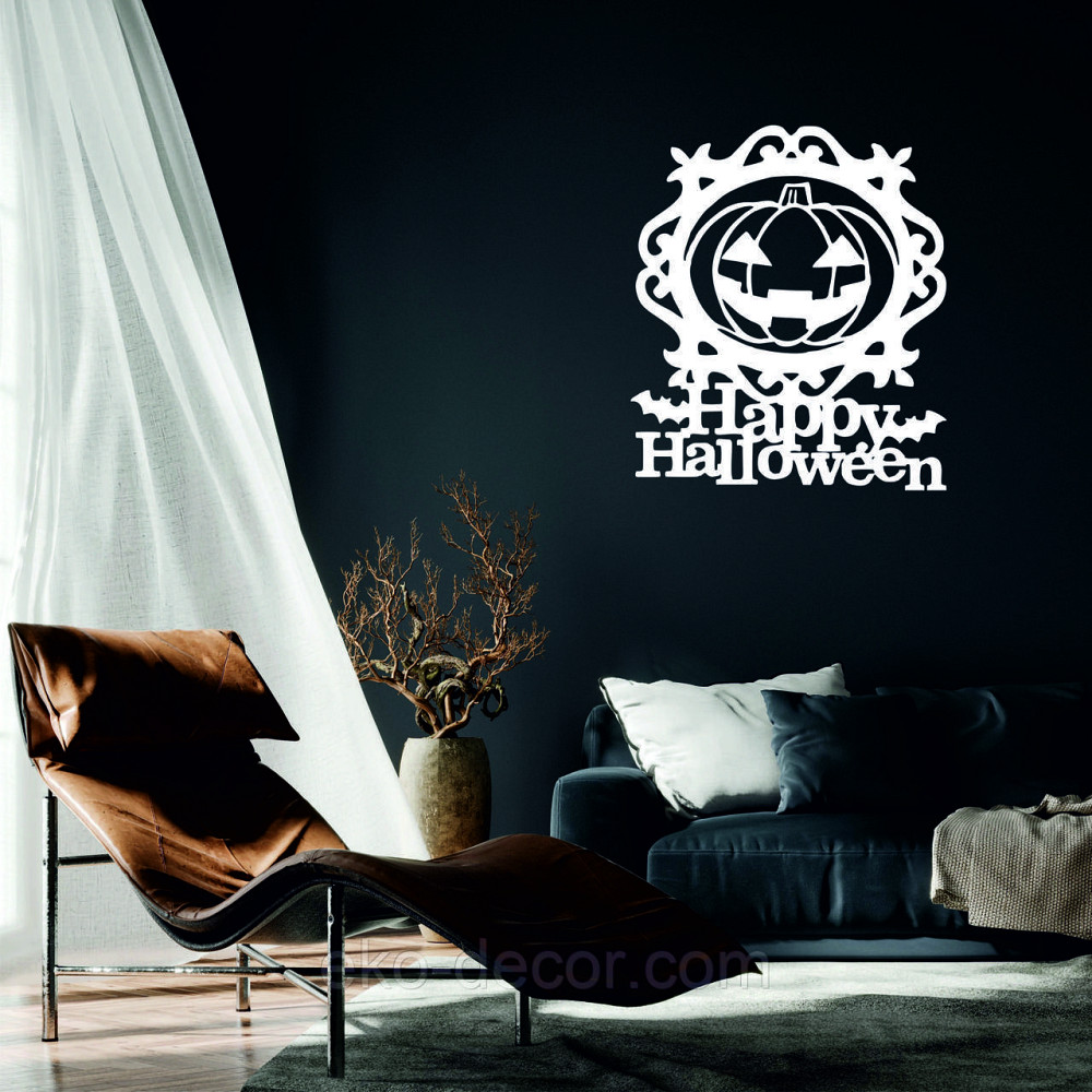 Декоративне настінне 3D Панно «Хелловін», Декор на стіну з об'ємом 50*43 см, Білий Київ - фото 1