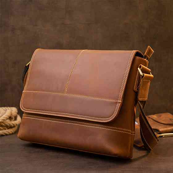 Сумка матовая мужская почтальонка Vintage 20399 Рыжая Киев