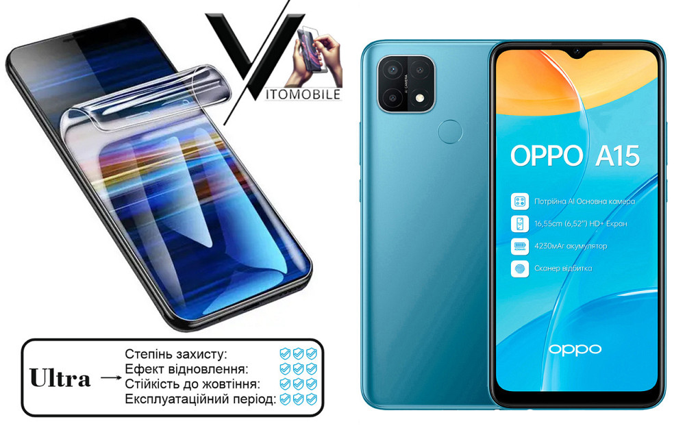 Полиуретановая пленка Ultra для OPPO A15 – минимальная толщина, максимальная защита! Киев - изображение 1