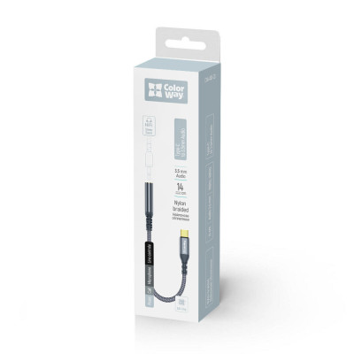 Переходник USB-C to 3.5mm F 0.14m gray ColorWay (CW-AD-CJ) Винница - изображение 2