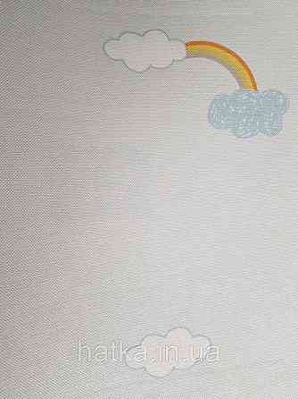 Шпалери вінілові на флізеліні AdaWall Ada Kids метрові дитячі хмари хмари хмари тучки білі сині веселка на блакитному Київ