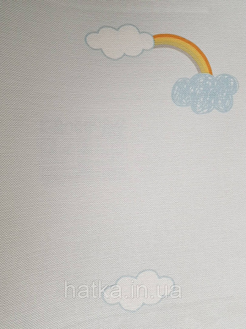 Шпалери вінілові на флізеліні AdaWall Ada Kids метрові дитячі хмари хмари хмари тучки білі сині веселка на блакитному Київ - фото 2