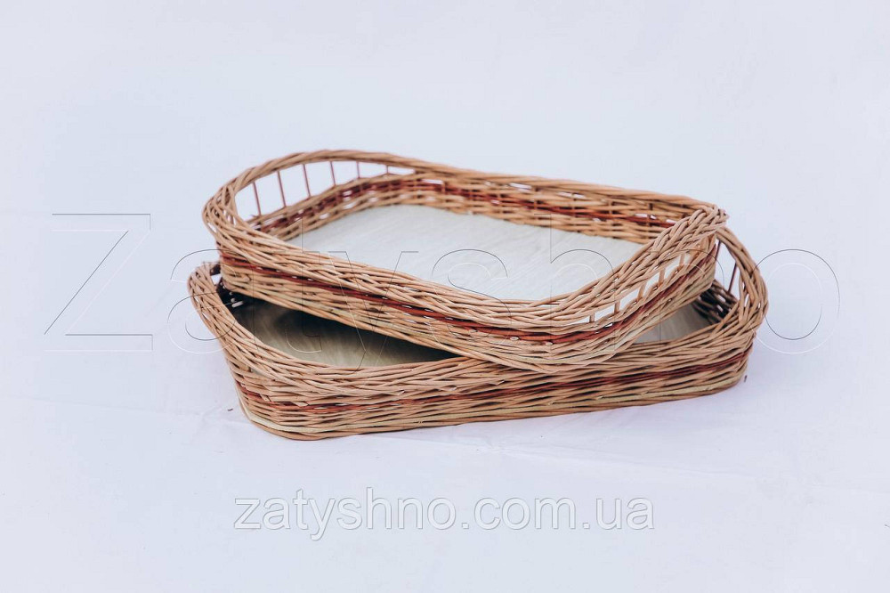 Піднос плетений набір | таця з лози | таця плетена з кришкою Київ - фото 4