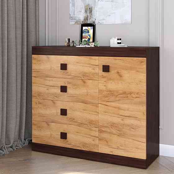 Комод с дверью и 4-мя ящиками Эверест Соната-5 105х38х94 венге темный + дуб крафт золотой (DTM-2063) Днепр