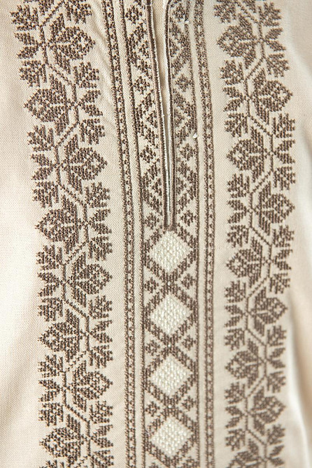 Вишиванка для хлопчиків із довгим рукавом лляна, бежева Київ - фото 2