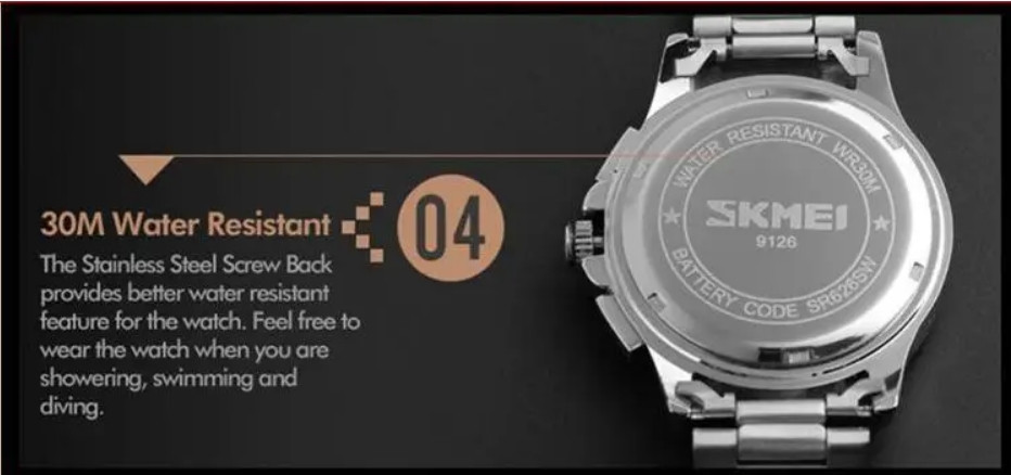 Мужские часы Skmei 9126 с хронографом Серебристый с белым циферблатом Винница - изображение 7