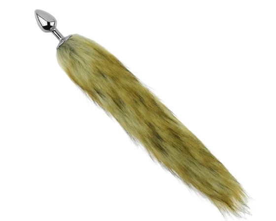 Анальна пробка із хвостом EGZO - Fox Tail Silver Plug Brown, size S Sex Aura Київ