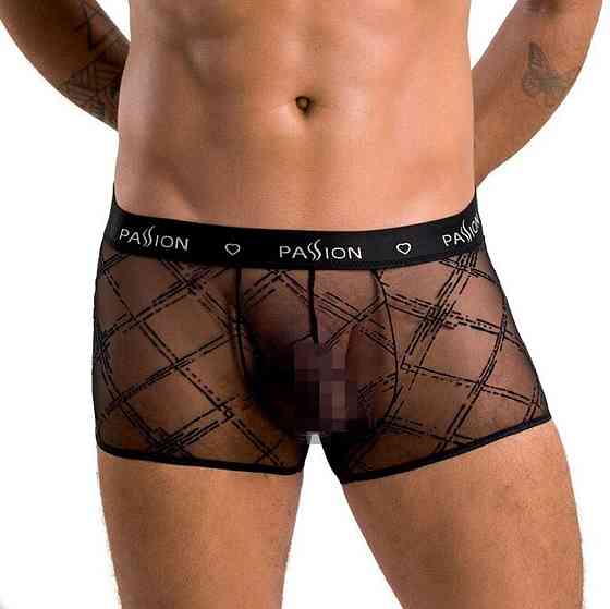 Мужские прозрачные боксеры Passion 032 SHORT JAMES L/XL Black, сетка Sex Aura Киев