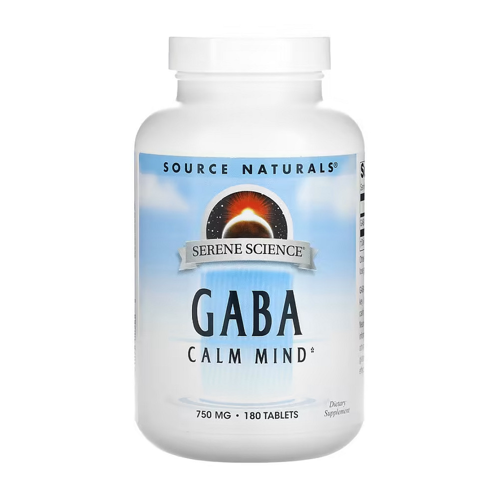 ГАМК (Гамма-аміномасляна кислота) Source Naturals Serene Science® GABA 750 mg - 180 tabs Луцьк - фото 1
