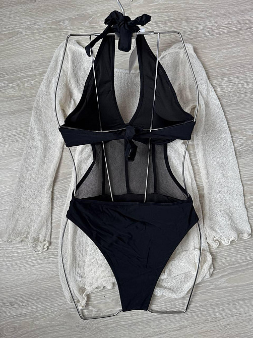 Купальник суцільний з сіточкою та регульованим ліфом Чорний S Харків - фото 3