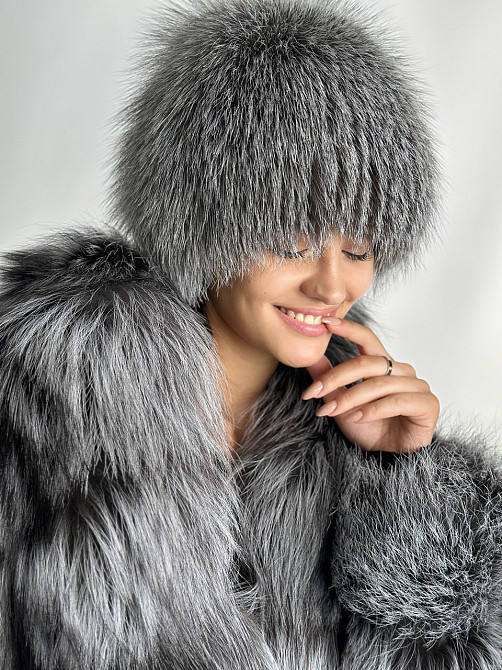 Шапка зимняя меховая женская сноп Снежана Серый Харьков - изображение 3