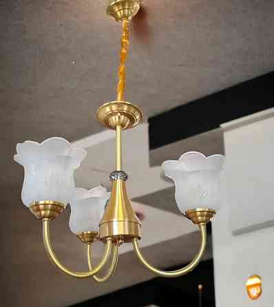 Светодиодная люстра Тюльпанчик 6336 (Золотая) 3 плафона Киев