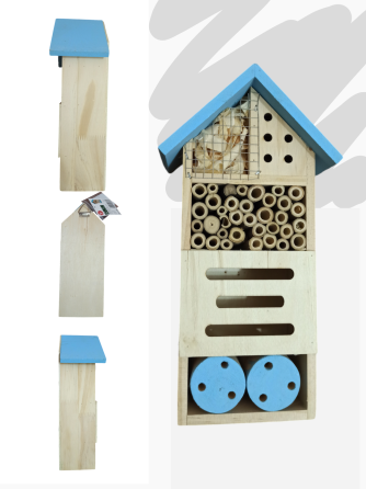 Деревяный домик для насекомых, пчел, и муравьев 20х12,2х12,2 см с подвесным креплением Германия голубой Киев
