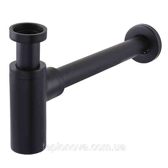Сифон для раковин цилиндрический Globus Lux GSB-32-125-BB, латунь, 1 1/4″, черный матовый Черновцы
