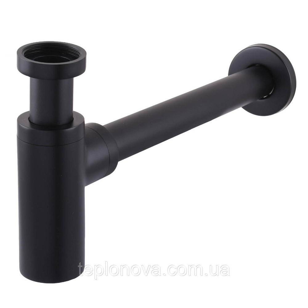 Сифон для раковин цилиндрический Globus Lux GSB-32-125-BB, латунь, 1 1/4″, черный матовый Черновцы - изображение 1