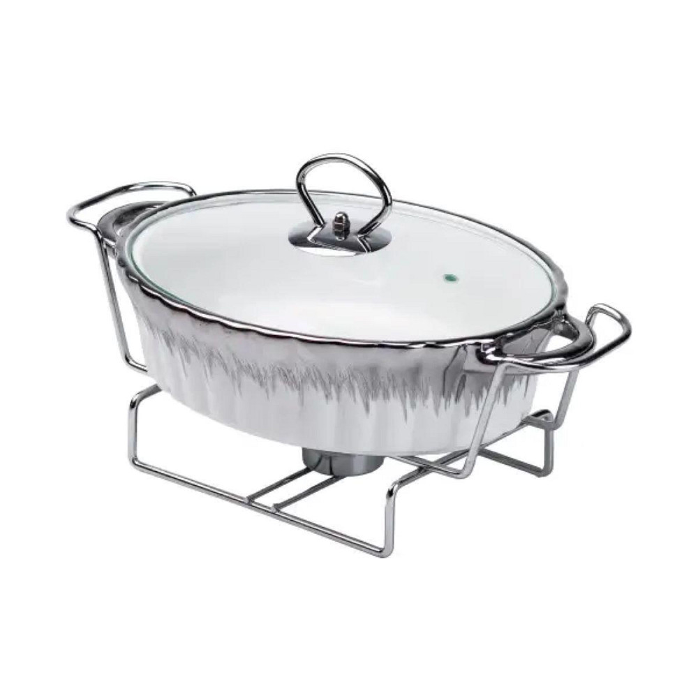 Марміт порцелянаовий на 1 л овальний з підігрівом 31×19×13 см HP1022 Київ - фото 4