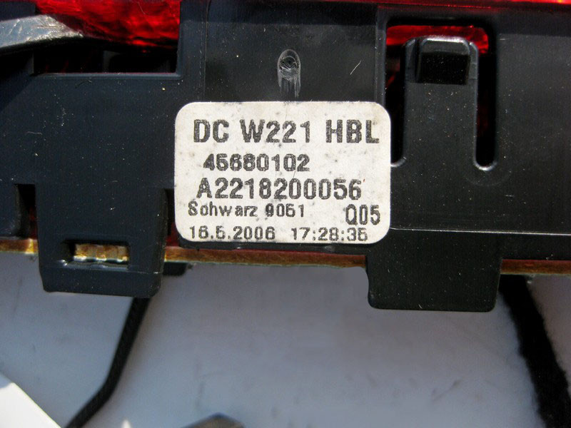 Mercedes-Benz  A2218200056 9051 Додатковий стоп - сигнал на задній полиці чорний S-Class W221 CL C216 Одеса - фото 4