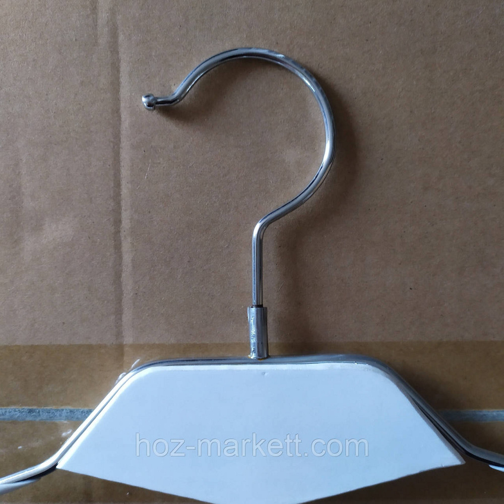 Вішалки плічка, тремпель білий брючний 35 см металевий з хромованим гачком з декором дерево Харків - фото 4