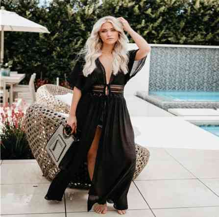 Пляжний халат довгий жіночий чорний Київ