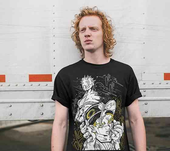 Футболка для хлопчика з аніме принтом Емпоріо Алніно Джоджо С оверсайз (зріст від 165 до 180) Чорний AnimeJ1079m Дніпро