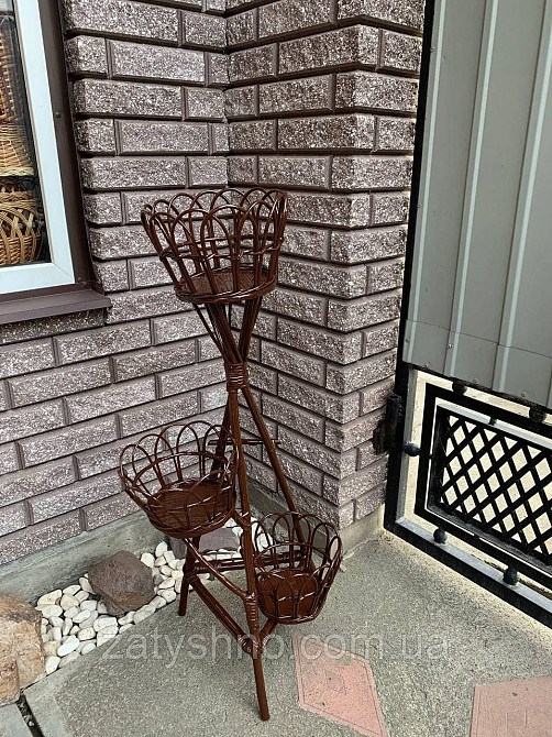 Підставка для квітів плетена з лози в коричневому кольорі Київ - фото 4